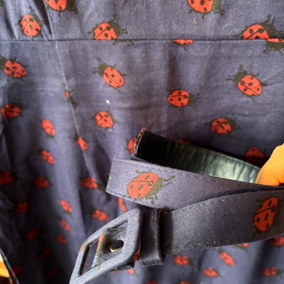 Collectif Size UK 14/ US 10 Blue Pencil Dress with Lady Bugs - Picture 5 of 6